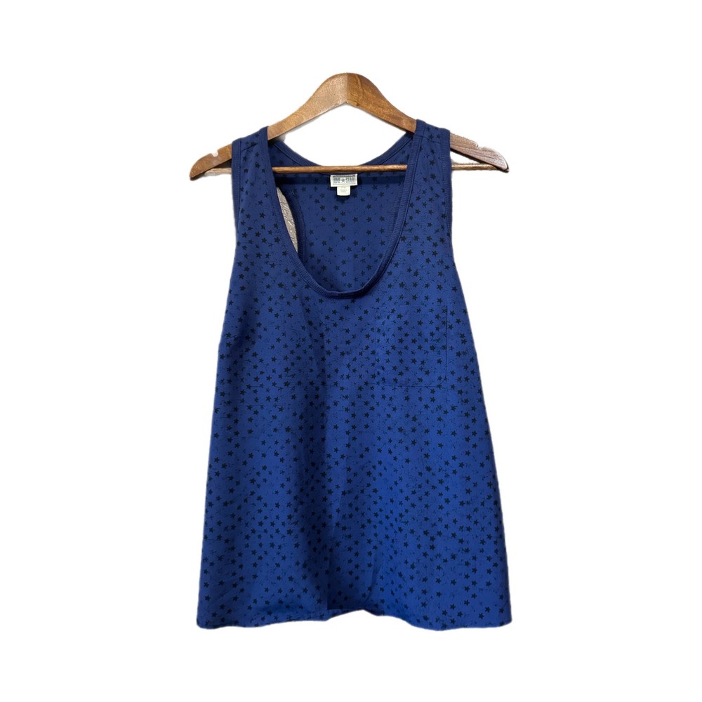 Converse One Star Tank Top Women XL Blue Star Print Scoop Neck Racerback Top